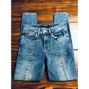 Express Jeans, Women's Size 0R, Blue, Denim, Stretch, Legging, Mid Rise